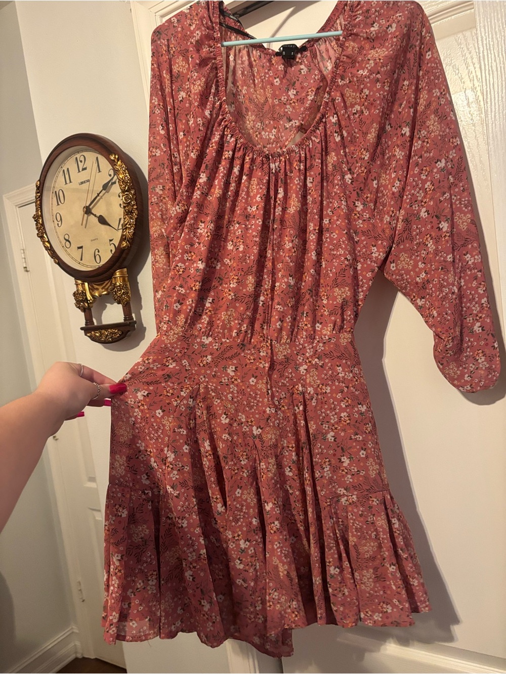 Forever 21 Rusty Rose Floral Tiered Mini Dress
